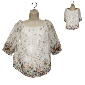Orchid Floral Off the Shoulder Roxie Top Women's Size Small Multicolor White